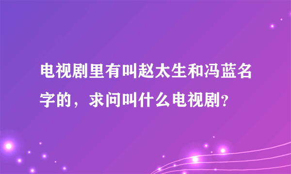 电视剧里有叫赵太生和冯蓝名字的，求问叫什么电视剧？