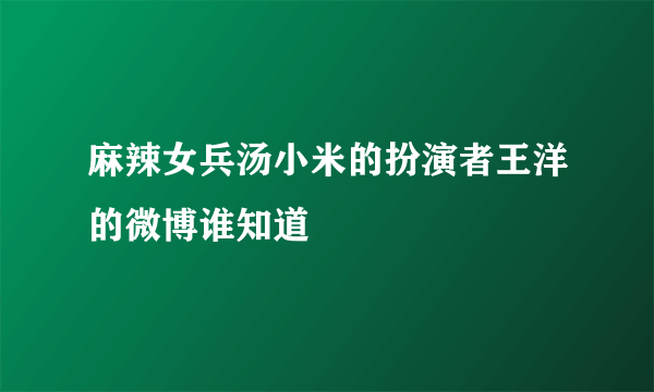 麻辣女兵汤小米的扮演者王洋的微博谁知道