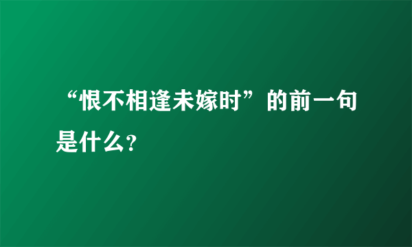 “恨不相逢未嫁时”的前一句是什么？