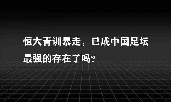 恒大青训暴走，已成中国足坛最强的存在了吗？