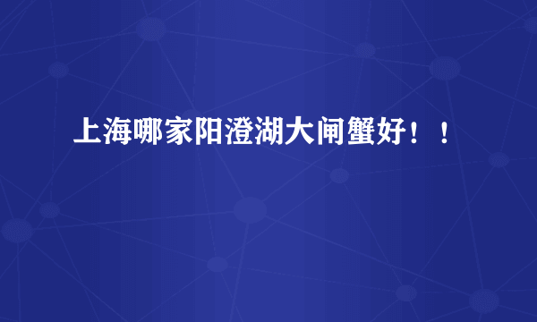 上海哪家阳澄湖大闸蟹好！！