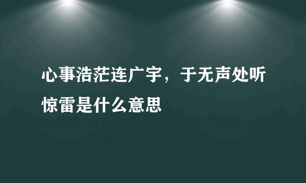 心事浩茫连广宇，于无声处听惊雷是什么意思