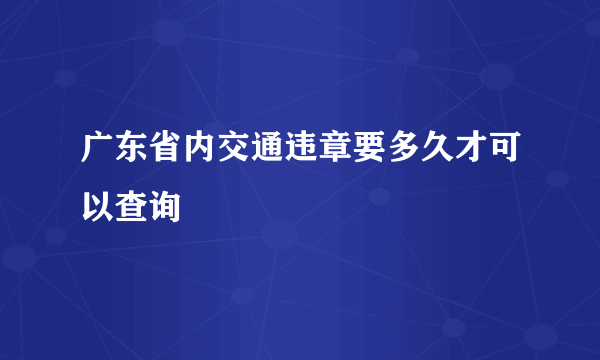 广东省内交通违章要多久才可以查询