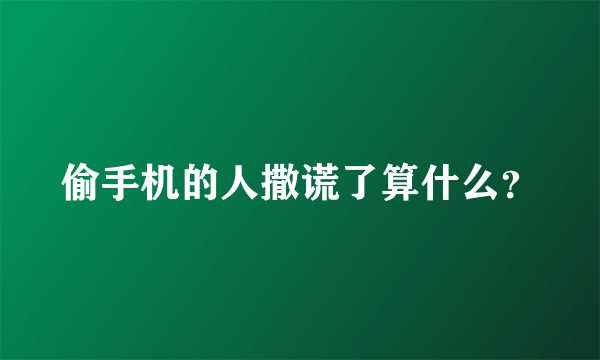 偷手机的人撒谎了算什么？