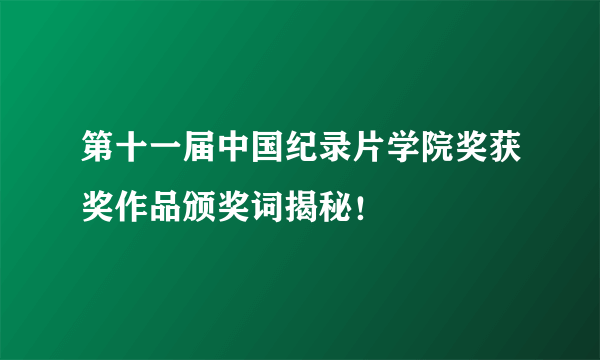 第十一届中国纪录片学院奖获奖作品颁奖词揭秘！