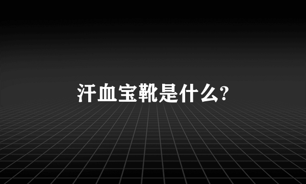 汗血宝靴是什么?