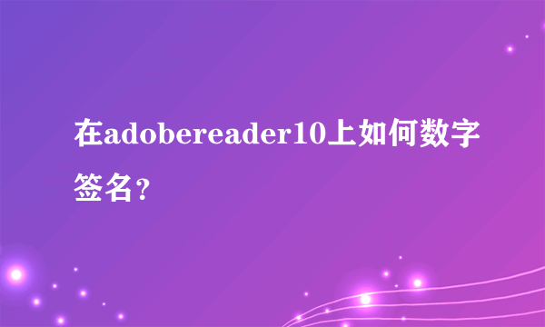 在adobereader10上如何数字签名？