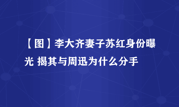 【图】李大齐妻子苏红身份曝光 揭其与周迅为什么分手