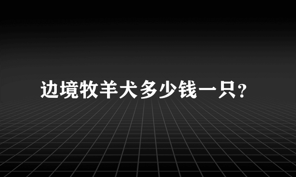 边境牧羊犬多少钱一只？