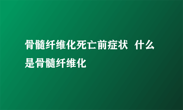 骨髓纤维化死亡前症状  什么是骨髓纤维化