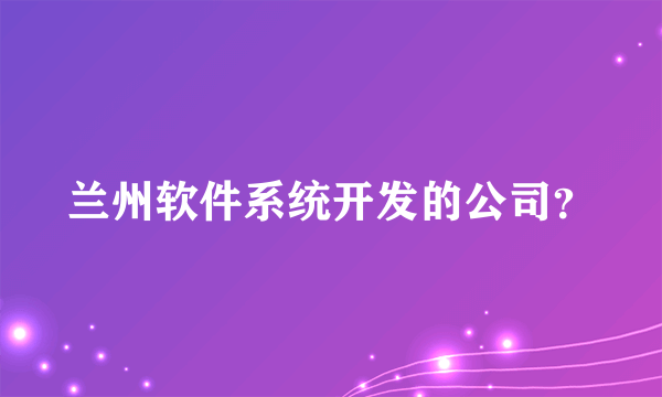 兰州软件系统开发的公司？