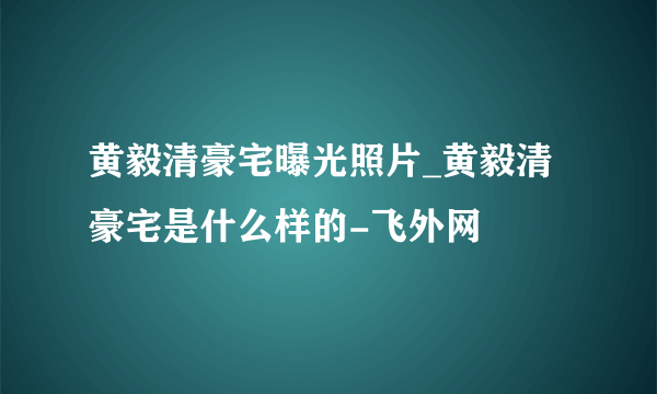 黄毅清豪宅曝光照片_黄毅清豪宅是什么样的-飞外网