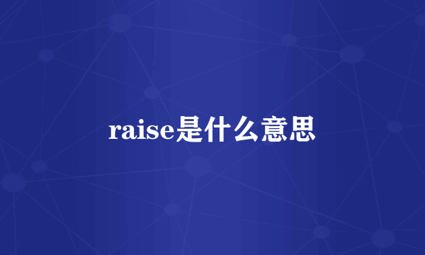 raise是什么意思