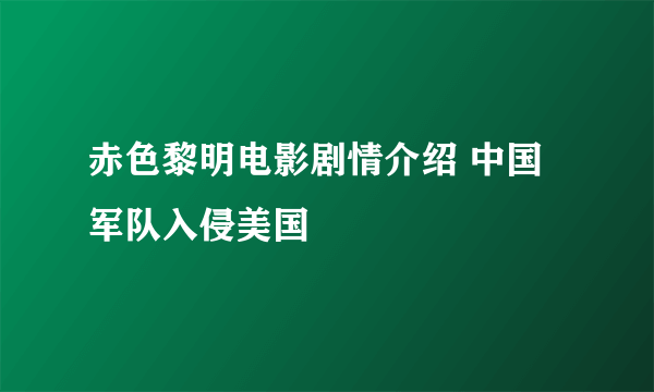 赤色黎明电影剧情介绍 中国军队入侵美国