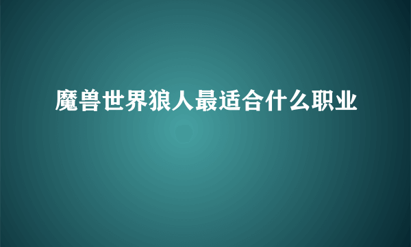 魔兽世界狼人最适合什么职业