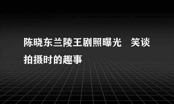 陈晓东兰陵王剧照曝光   笑谈拍摄时的趣事