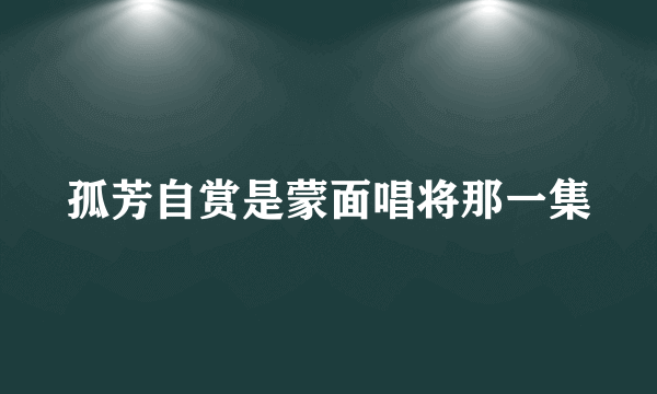 孤芳自赏是蒙面唱将那一集