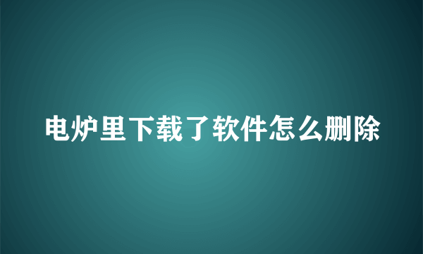 电炉里下载了软件怎么删除