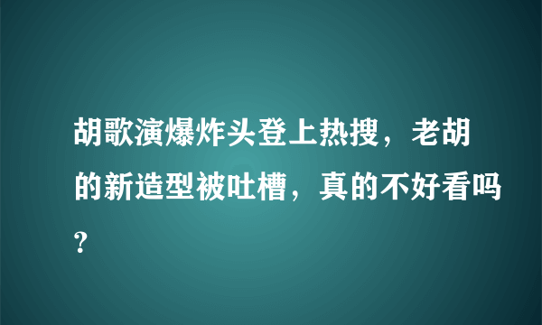 胡歌演爆炸头登上热搜，老胡的新造型被吐槽，真的不好看吗？