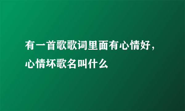 有一首歌歌词里面有心情好，心情坏歌名叫什么