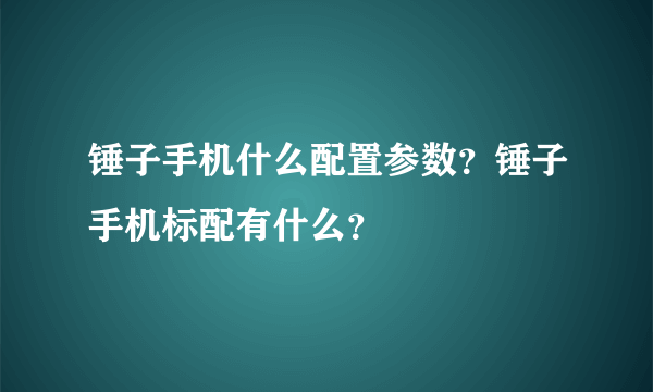 锤子手机什么配置参数？锤子手机标配有什么？