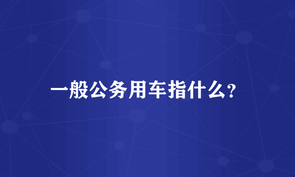 一般公务用车指什么？