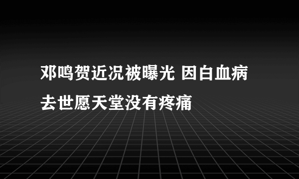 邓鸣贺近况被曝光 因白血病去世愿天堂没有疼痛