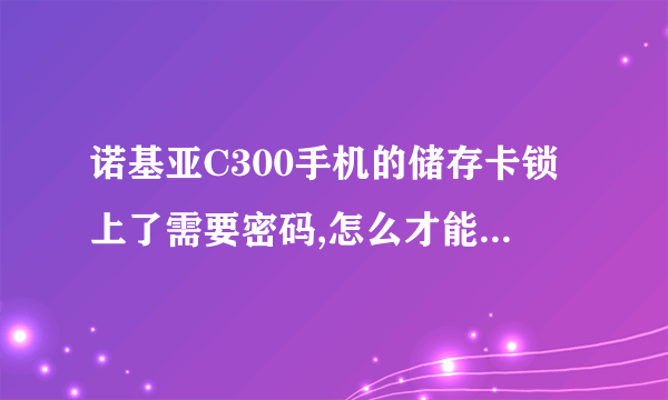 诺基亚C300手机的储存卡锁上了需要密码,怎么才能解锁呢?