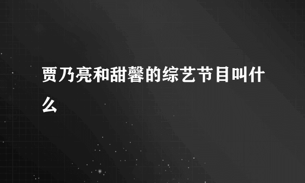 贾乃亮和甜馨的综艺节目叫什么