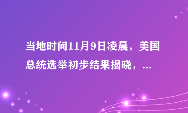 当地时间11月9日凌晨，美国总统选举初步结果揭晓，（　　）当选为美国第五十八届总统。A.唐纳德•特朗普B. 希拉里•克林顿C. 杰布•布什D. 马尔科•卢比奥