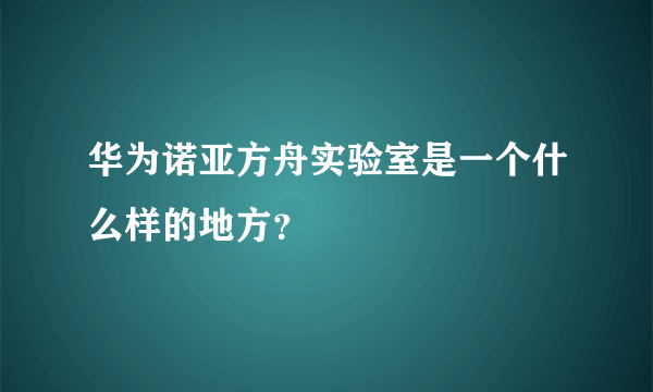 华为诺亚方舟实验室是一个什么样的地方？