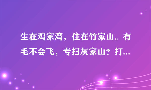 生在鸡家湾，住在竹家山。有毛不会飞，专扫灰家山？打一物，四个字的。