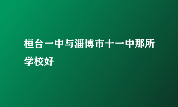 桓台一中与淄博市十一中那所学校好