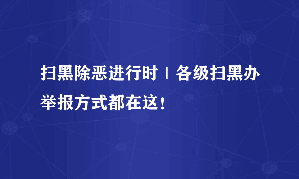 扫黑除恶进行时｜各级扫黑办举报方式都在这！