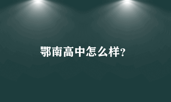 鄂南高中怎么样？