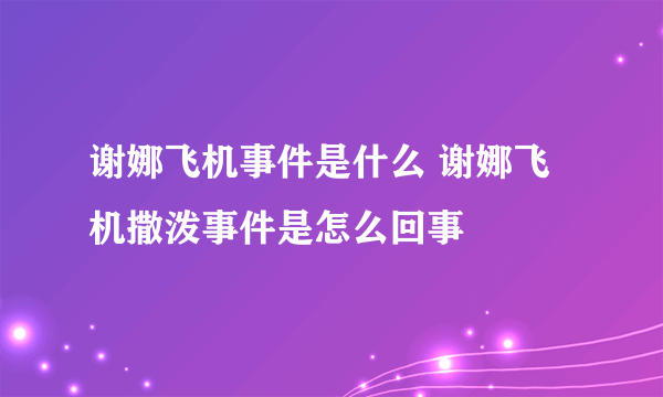 谢娜飞机事件是什么 谢娜飞机撒泼事件是怎么回事