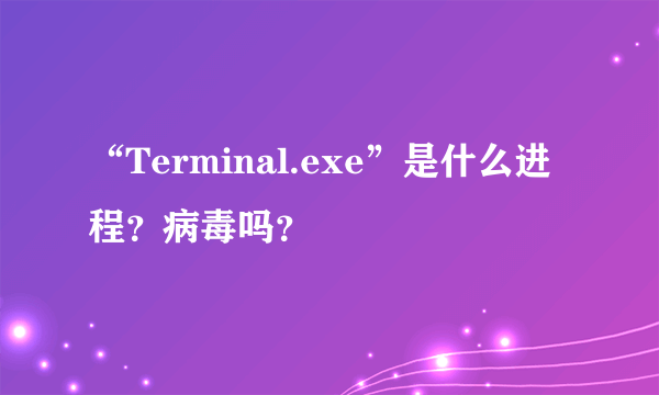 “Terminal.exe”是什么进程？病毒吗？