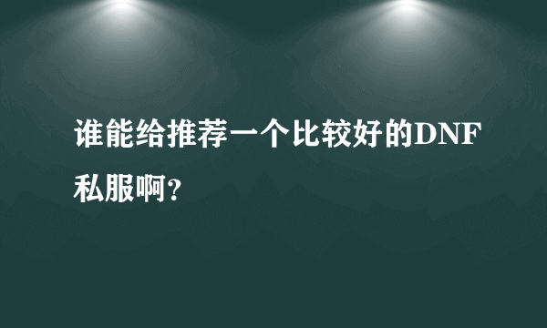 谁能给推荐一个比较好的DNF私服啊？