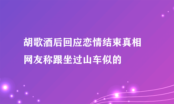 胡歌酒后回应恋情结束真相 网友称跟坐过山车似的