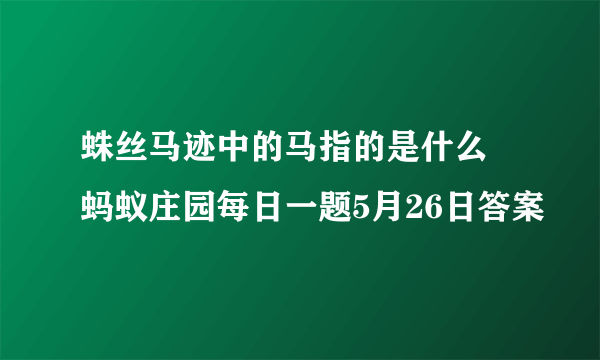 蛛丝马迹中的马指的是什么 蚂蚁庄园每日一题5月26日答案