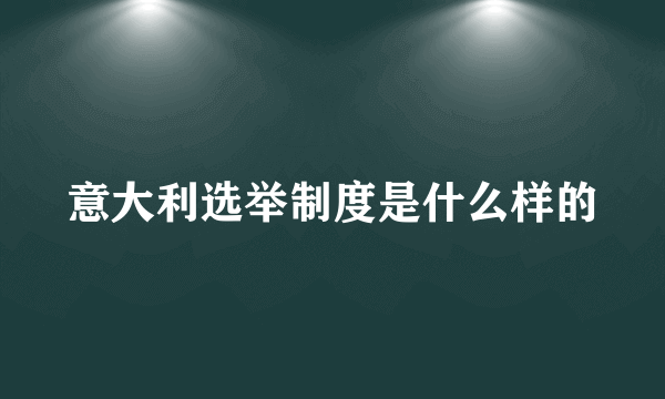 意大利选举制度是什么样的