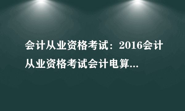 会计从业资格考试：2016会计从业资格考试会计电算化每日一练(8月15日)