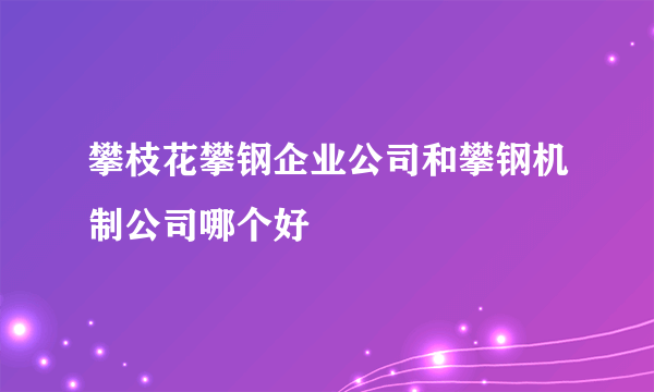 攀枝花攀钢企业公司和攀钢机制公司哪个好