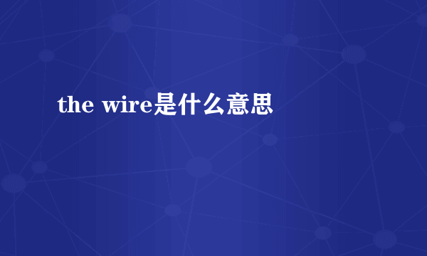 the wire是什么意思