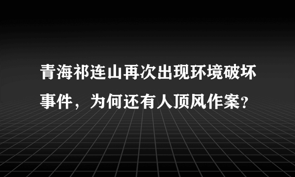 青海祁连山再次出现环境破坏事件，为何还有人顶风作案？