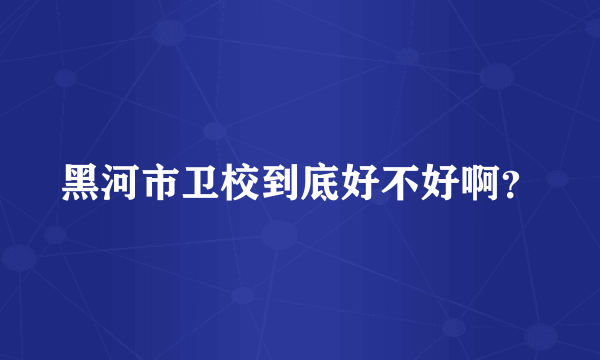 黑河市卫校到底好不好啊？