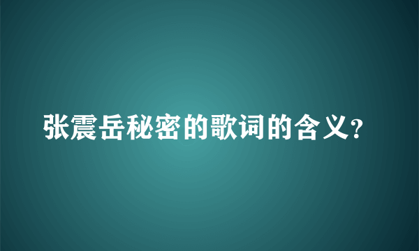 张震岳秘密的歌词的含义？