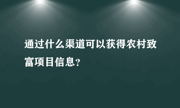 通过什么渠道可以获得农村致富项目信息？