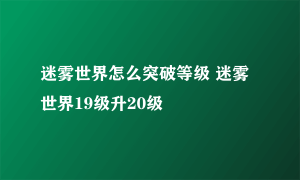 迷雾世界怎么突破等级 迷雾世界19级升20级