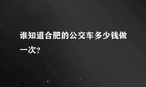 谁知道合肥的公交车多少钱做一次？